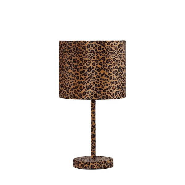 Homeroots 19 in. Modern Faux Leopard Print Suede Table Lamp, Leopard Print 468769 - main